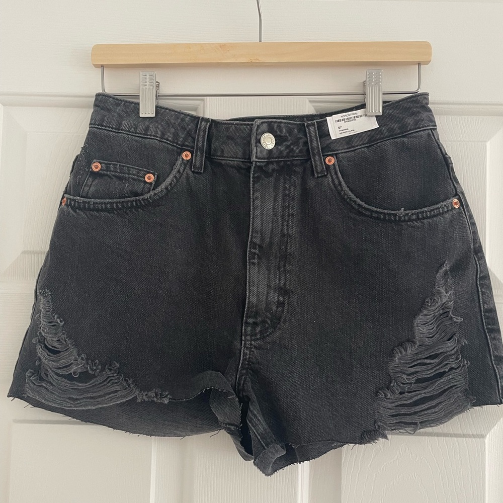 Topshop Black Denim Shorts Size 8